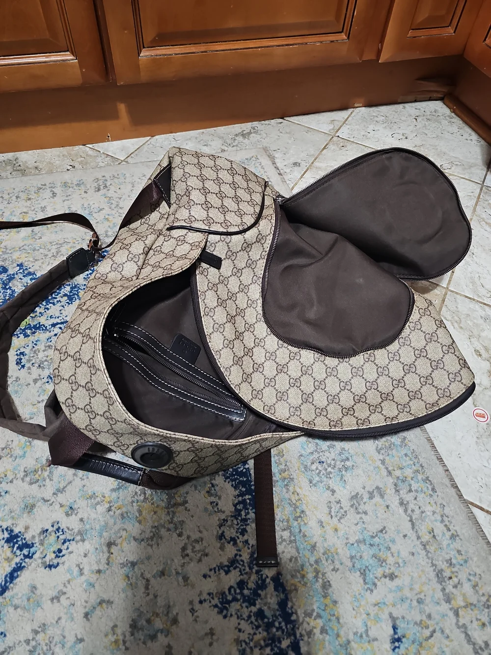 Gucci Beige/Brown GG Supreme Canvas Interlocking G Backpack